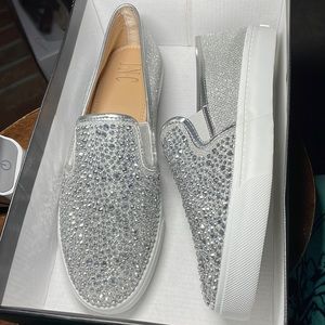 FUN SILVER GLITTERY SLIPS ONS